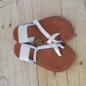 Cream and brown flat sandals